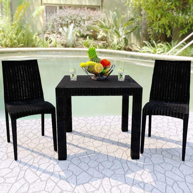 Outdoor Square Dining Table Modern Weave Design Mace Collection in Black