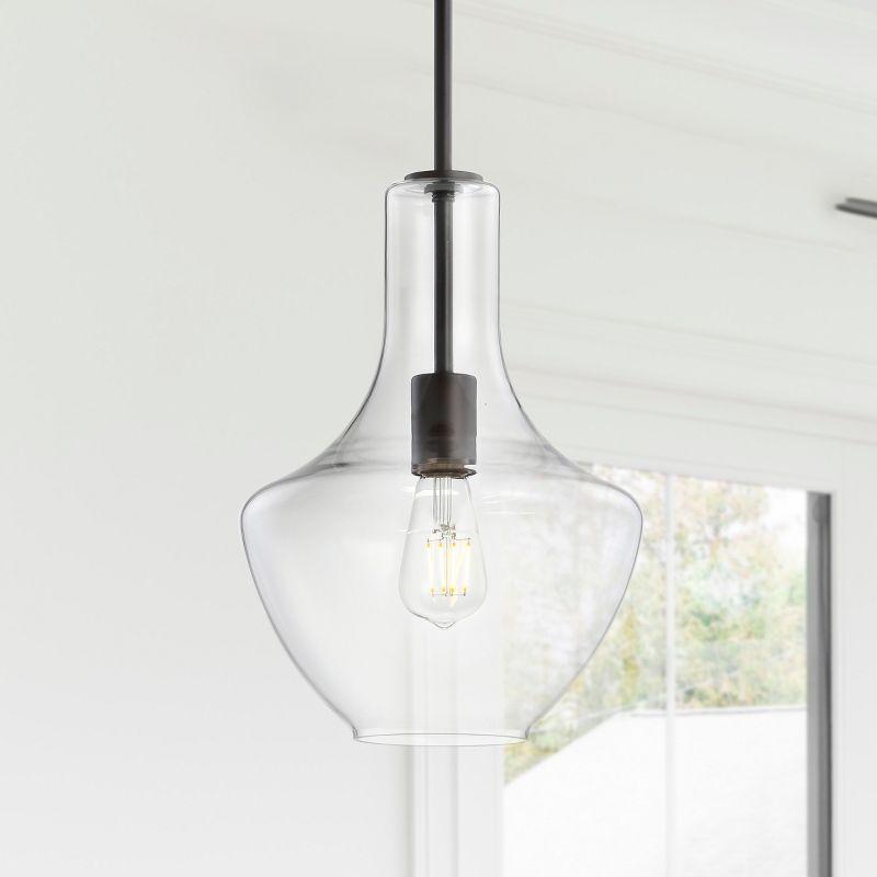 JONATHAN Y Watts 1-Light Mid-Century Modern Iron/Glass LED Pendant