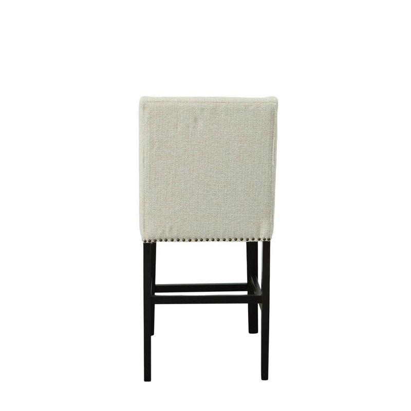 Set of 2 Fawn Upholstered Wood Counter Stools with Espresso Legs