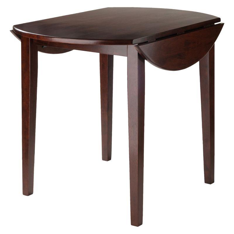 Winsome 36" Clayton Round Drop Leaf Dining Table Walnut: Hardwood Frame, Seats 4, Modern Style