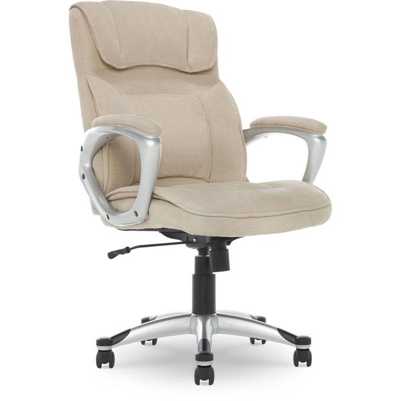 Fawn Tan High-Back Swivel Executive Office Chair with Metal Base