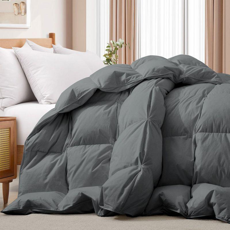 King Charcoal Gray Cotton Down Comforter