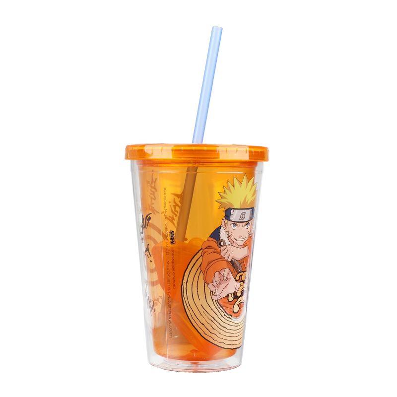 Naruto 16 Oz. Acrylic Cup With Reusable Staw and Ice Cubes