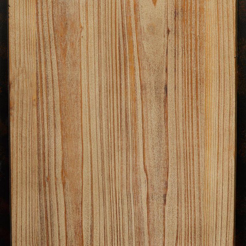 Farmhouse Carved Wood Panel Room Divider Screen Brown - Olivia & May: Indoor Privacy Partition