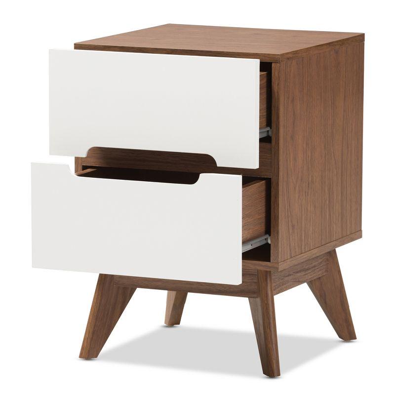 Calypso Mid - Century Modern Wood 3 - Drawer Storage Nightstand - Brown - Baxton Studio