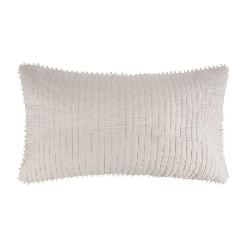 Taupe Cotton King Sham with Pom Pom Edges