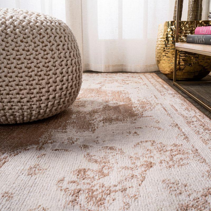 4'x6' Alhambra Ornate Medallion Modern Area Rug, Brown/Cream - JONATHAN Y