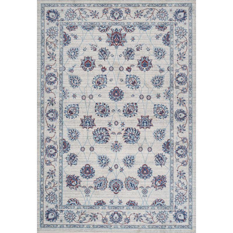 3' X 5' Modern Persian Vintage Moroccan Traditional Area Rug, Ivory/Blue/Red - JONATHAN Y