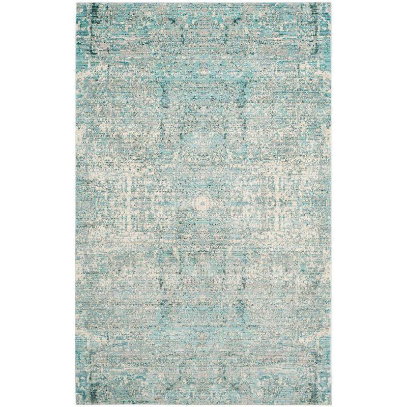 Teal and Multicolor Abstract Synthetic 4' x 6' Area Rug