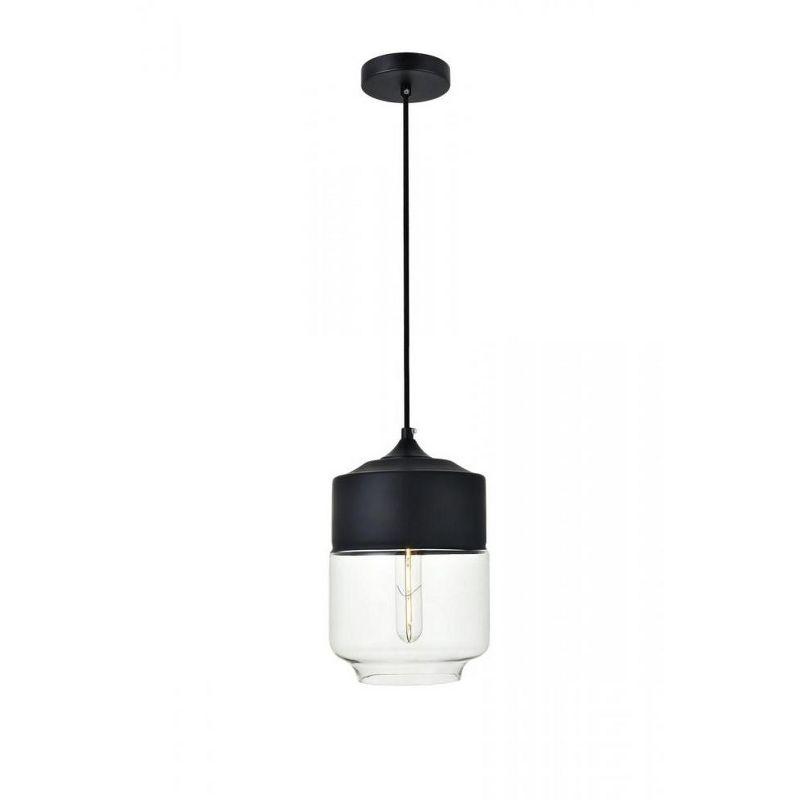Elegant Lighting Ashwell 1 Light Black Pendant With Clear Glass