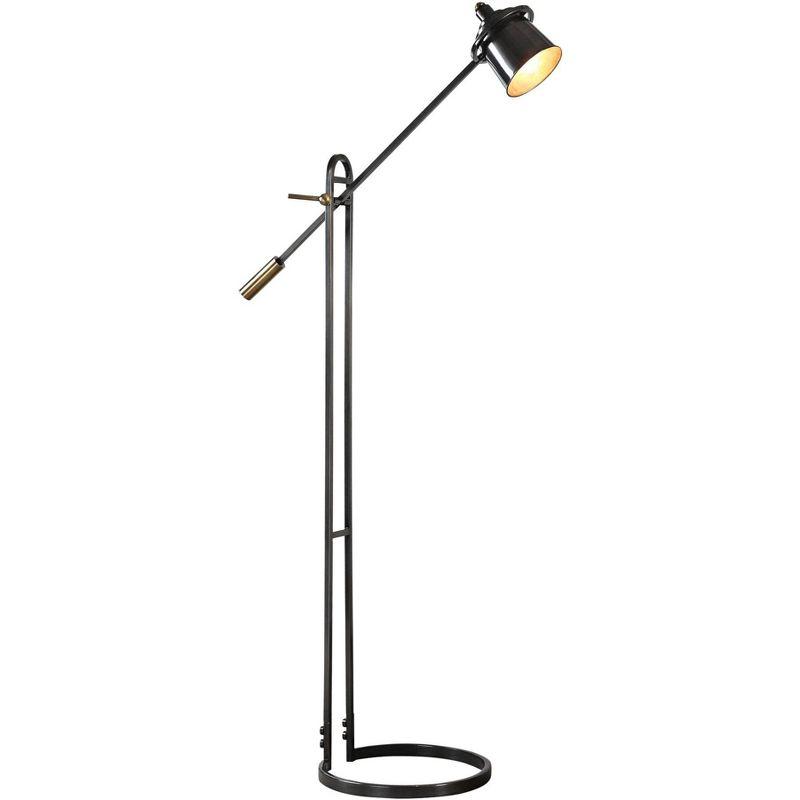 Adjustable Dark Bronze and Brass Industrial Floor Lamp