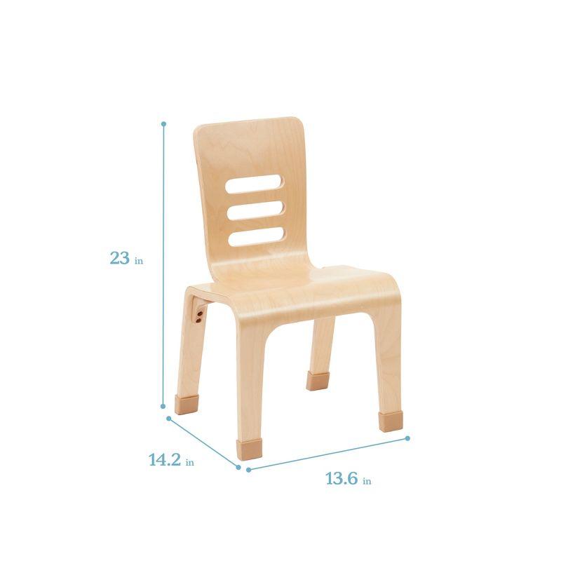 ECR4Kids Bentwood Chair, 12in Seat Height, Natural, 2-Pack