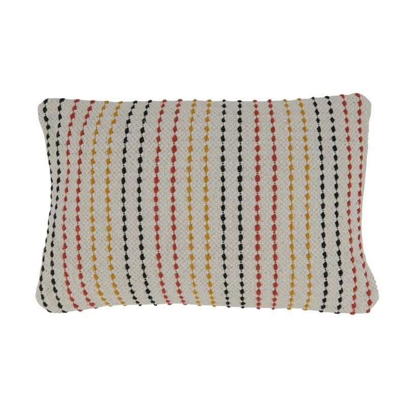 Multicolor Woven Stripe Cotton Oblong Pillow