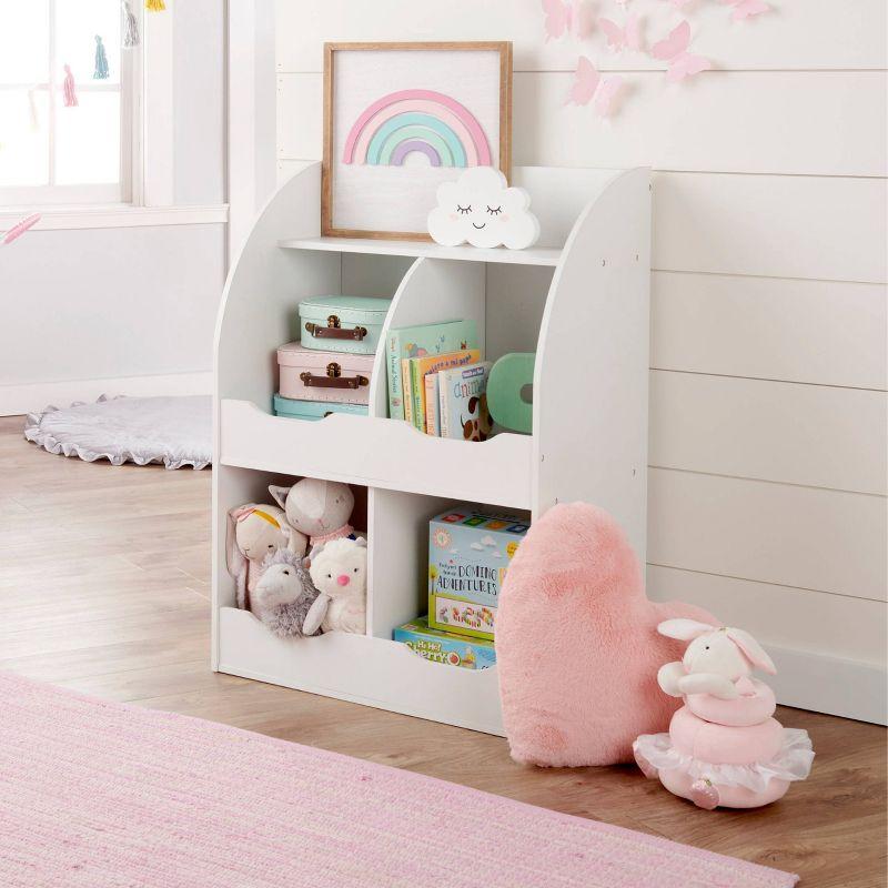 Bright White Multi-Cubby Toy & Book Organizer for Kids