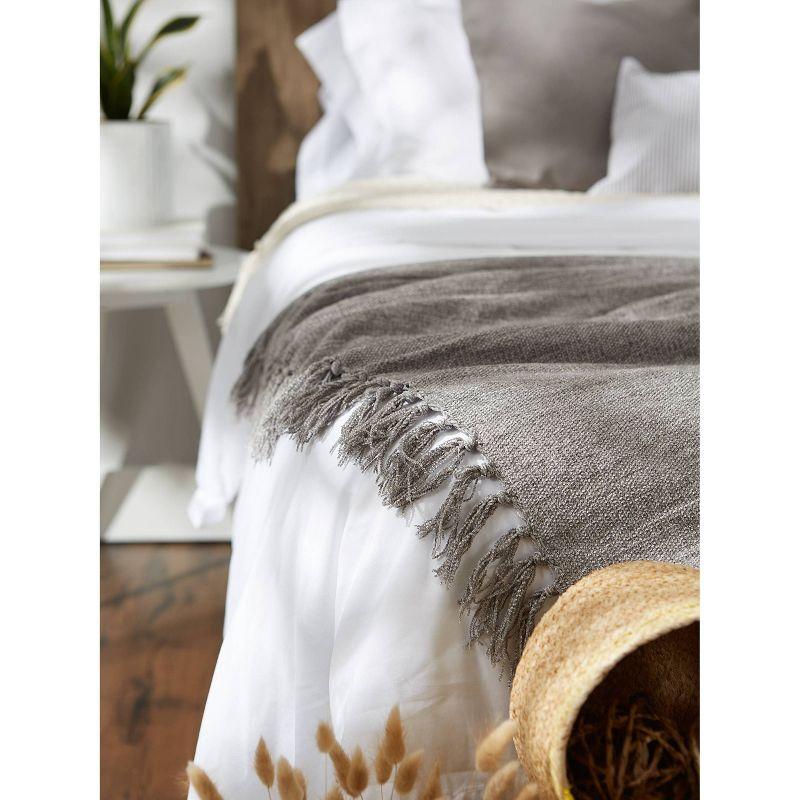 50"x60" Chenille Throw Blanket Soft Gray - Design Imports: Cozy for Couch, Lightweight Woven Polyester