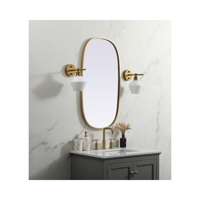 Elegant Lighting Metal Frame Oval Mirror 20x36 Inch in Brass