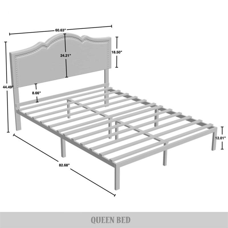 CasePiece Queen Size Platform Bed Light Grey Linen