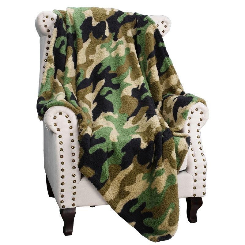 Catalonia Catalonia Camo Sherpa Throw Blanket, Fuzzy Snuggle Blanket for Camping Traveling Couch Bed, 50x60 inches