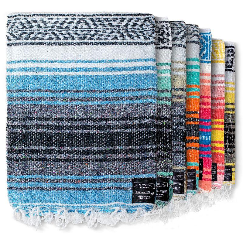 Benevolence LA Authentic Mexican Blanket (70 x 50 in) In Sky Blue