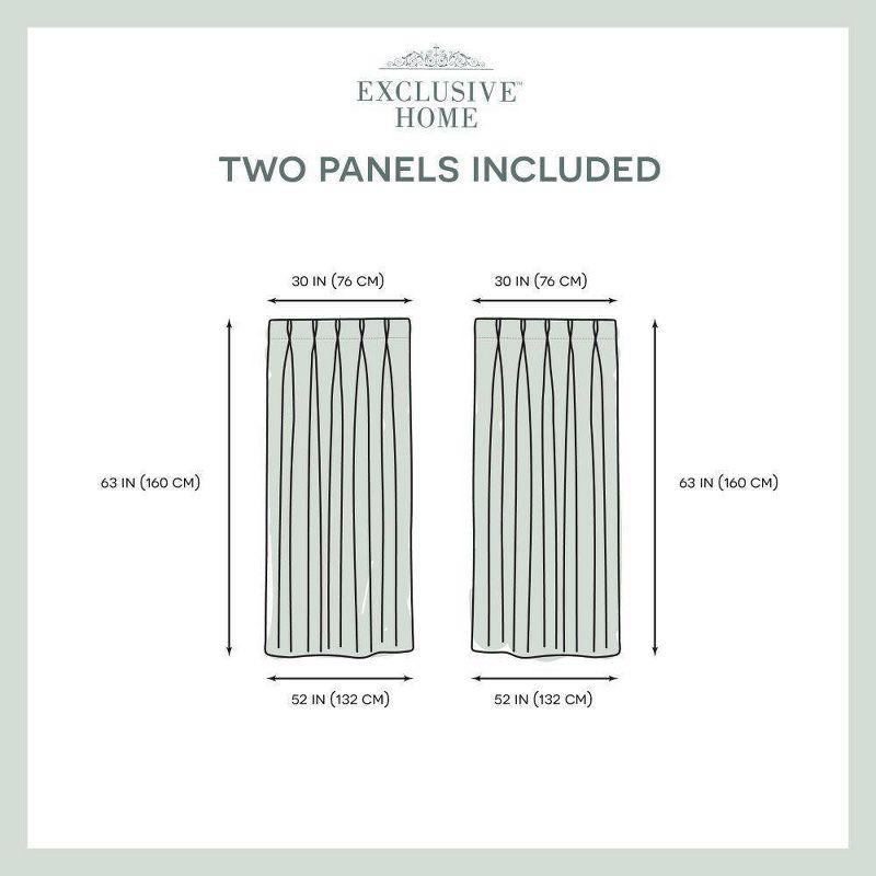 Set of 2 63"x30" Sateen Twill Woven Blackout Pinch Pleat Window Curtain Panel Silver - Exclusive Home