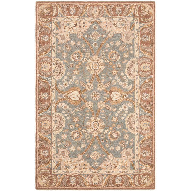 Anatolia AN558 Hand Tufted Indoor Area Rug - Teal/Camel - 5'x8' - Safavieh