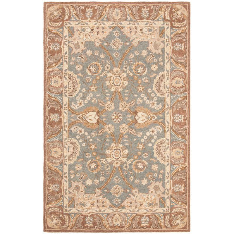 Teal and Camel Hand-Tufted Wool Traditional Area Rug