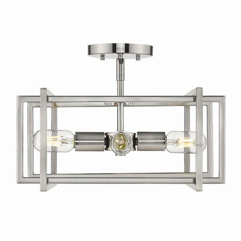 Tribeca Contemporary Pewter 16" Geometric Semi-Flush Light