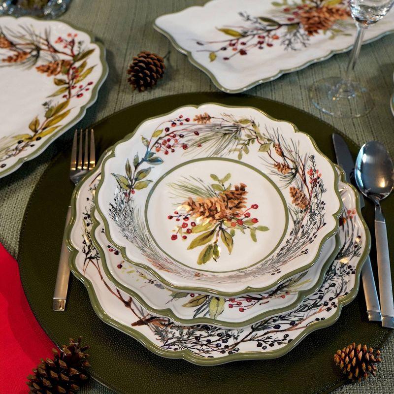 Perlette Red 12pc Melamine Dware Set 4-Dinner Plate 11" 4-Salad Plate 9" 4-Bowl 8.5" x 2"