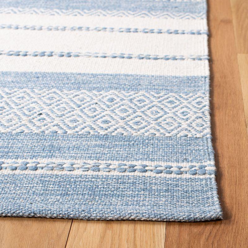 Striped Kilim STK503 Hand Woven Area Rug - Ivory/Blue - 5'x8' - Safavieh.