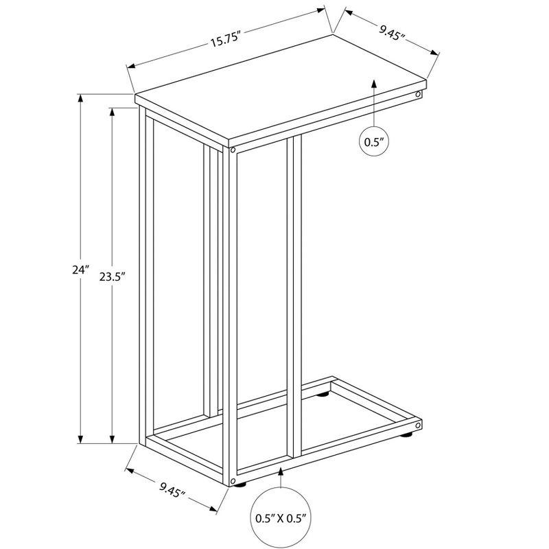 Monarch Specialties Accent Table, C-shaped, End, Side, Snack, Living Room, Bedroom, Brown Laminate, Black Metal, Contemporary, Modern