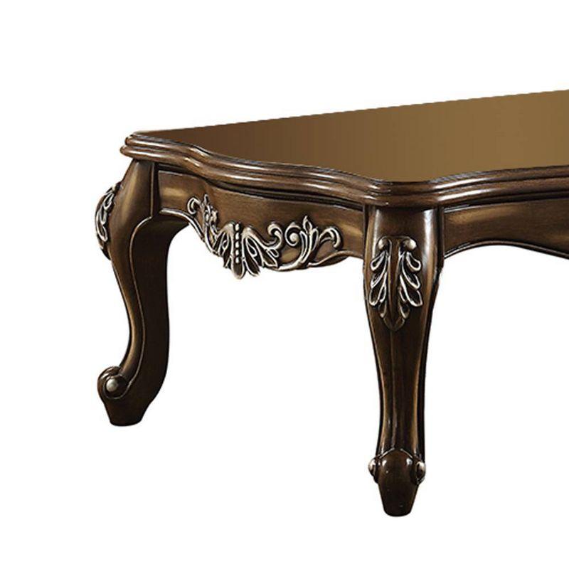 Latisha Antique Oak Rectangular Coffee Table with Carved Legs