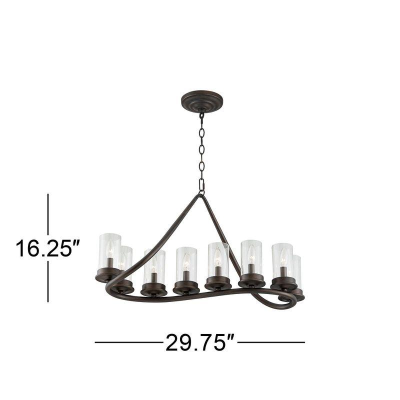 Franklin Iron Works Heritage Bronze Linear Pendant Chandelier 29 3/4" Wide Farmhouse Rustic Glass Shade 8-Light Fixture for Dining Room Kitchen Island