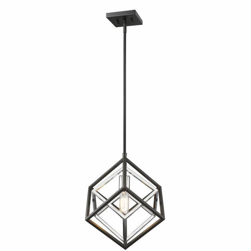 Euclid 12" Chrome and Matte Black Contemporary Mini Pendant