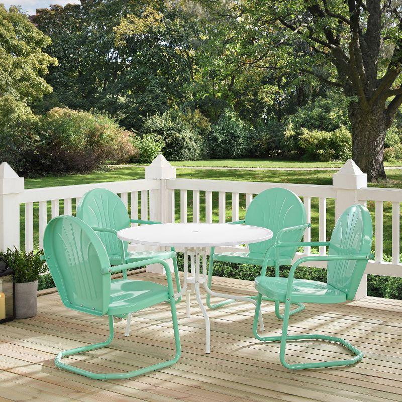 Aqua and White Metal 5-Piece Outdoor Dining Set