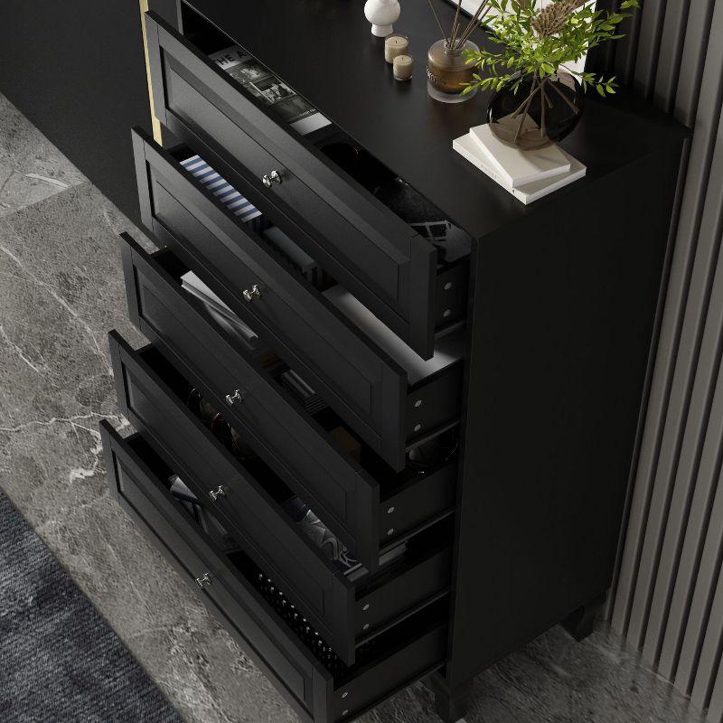 Black MDF 5-Drawer Vertical Chest of Drawers