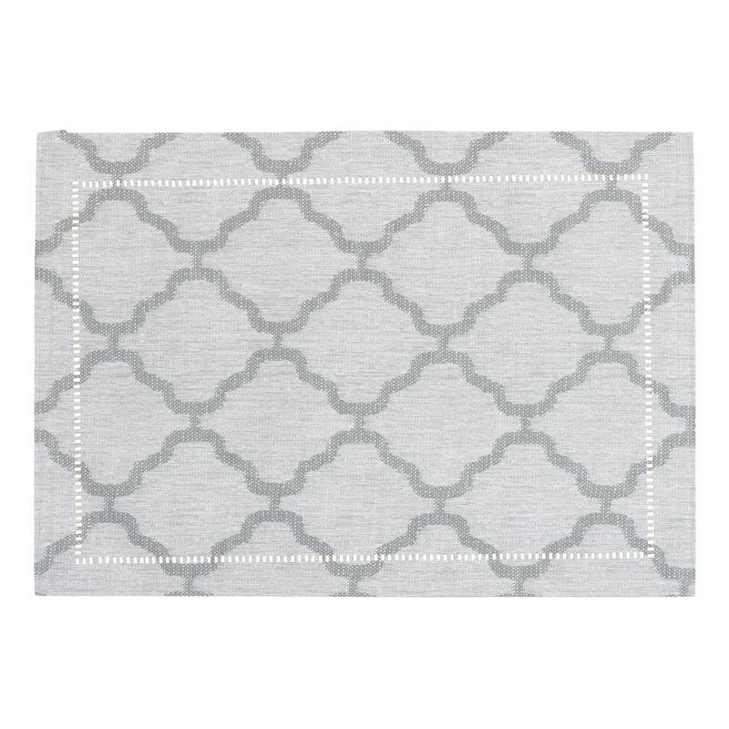 Gray Fabric Laser-Cut Hemstitch Placemats Set of 4