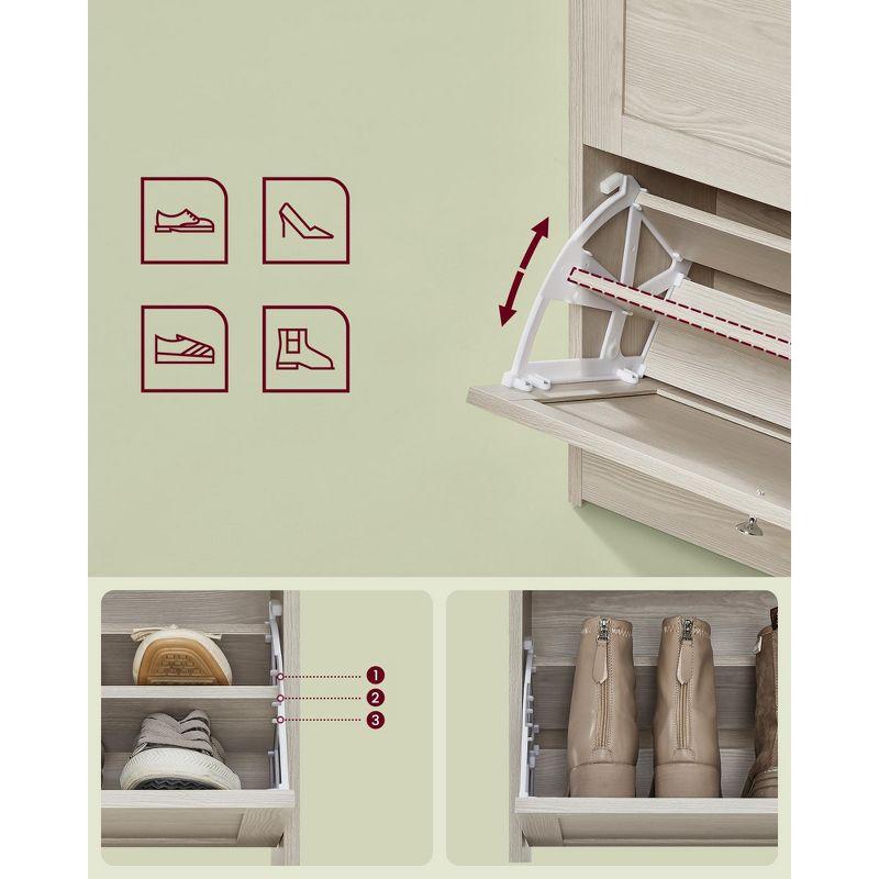 Beige Wooden Shoe Cabinet with 3 Flip Drawers