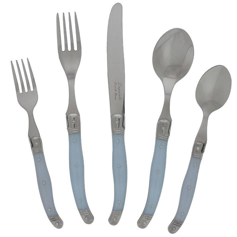 French Home Laguoile 20pc Stainless Steel Silverware Set Blue: Flatware Set, Service for 4, Dishwasher-Safe