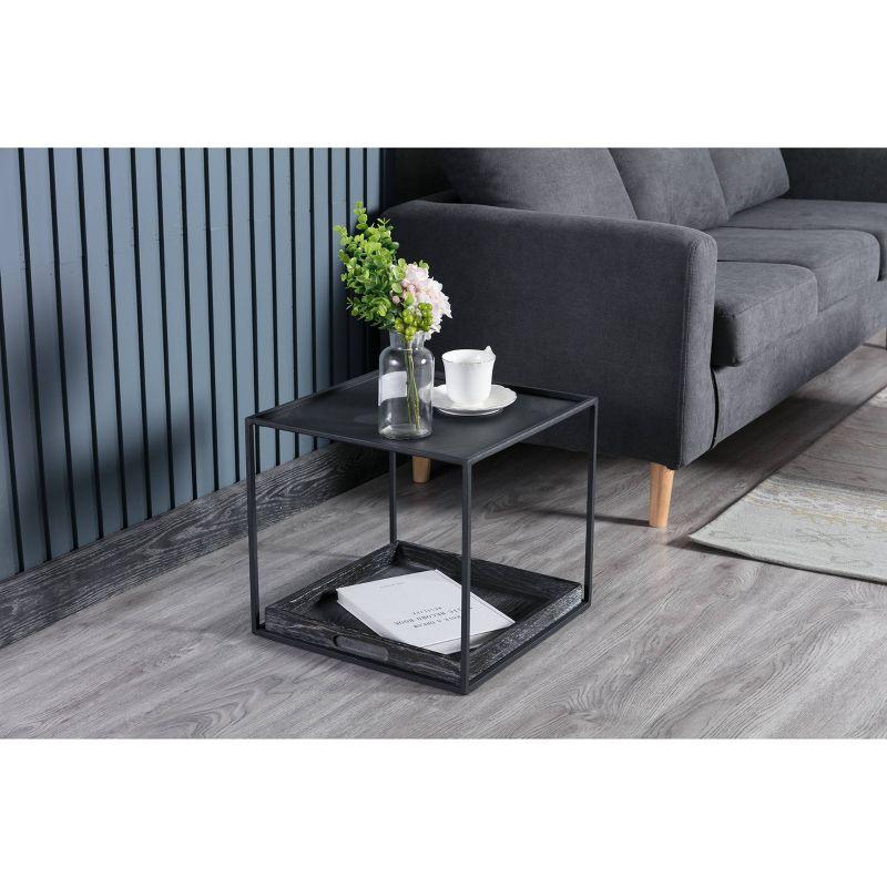 Burnham Home Highlands Side Table Dark Gray - Boraam: Oak Wood, Removable Tray Top, No Assembly Required