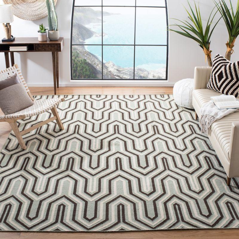 Gray 6' Square Handmade Flat Woven Wool Area Rug