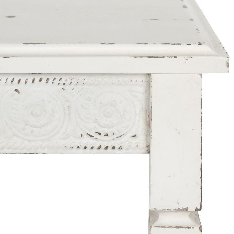 Cottage Charm White Wood Side Table with Storage, 29.91x19.35 in