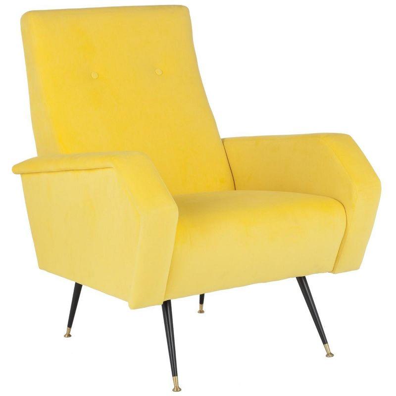 Aida Velvet Retro Mid-Century Accent Chair - Yellow Velvet - Safavieh