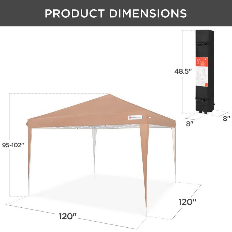 Tan 10x10ft Portable Pop-Up Canopy Tent with Carrying Bag