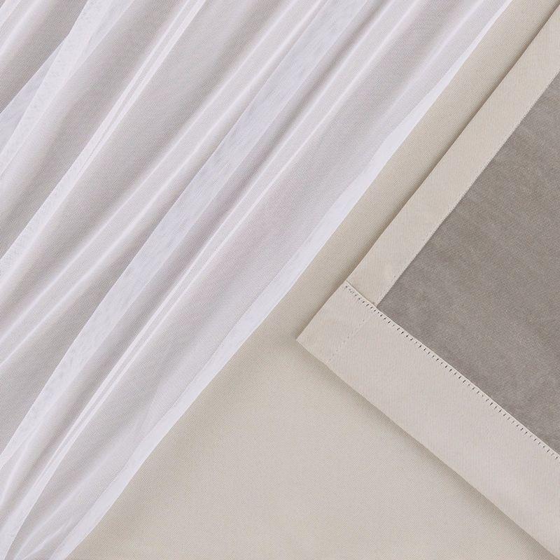 Set of 2 (63"x52") Caterina Layered Solid Blackout with Sheer Top Curtain Panels Sand - Exclusive Home: Thermal Insulated