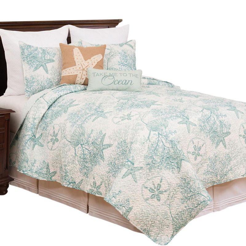 C&F Home Ocean Treasures Blue Starfish Sand Dollar 2-Piece Twin Quilt Set