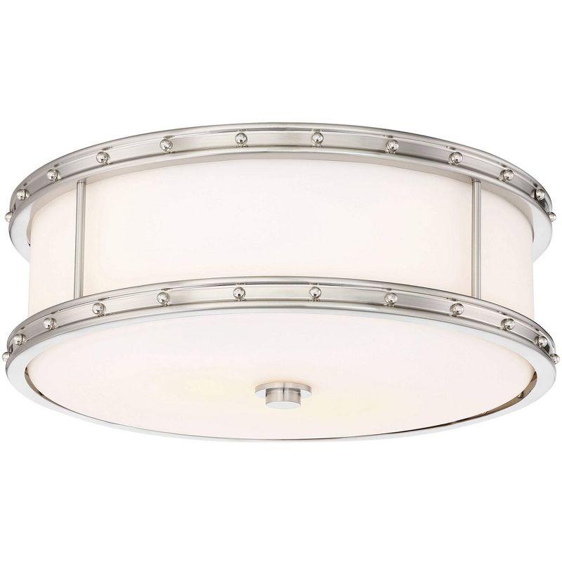 Minka Lavery Modern Ceiling Light Flush Mount Fixture 15 1/2" Brushed Nickel Dimmable LED Etched Opal Glass Shade for Bedroom Home