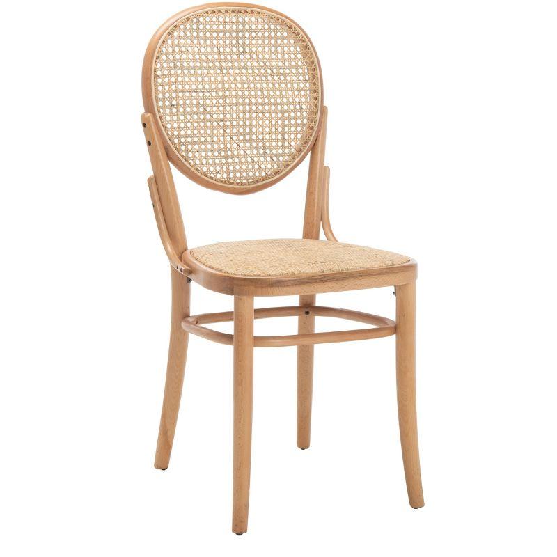 Elegant Transitional Natural Cane and Wood Side Chair