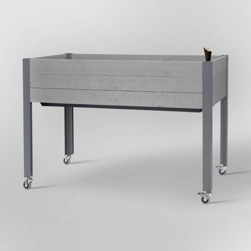 47" Wide rectangular Planter Self-Watering Wooden Gray - CedarCraft