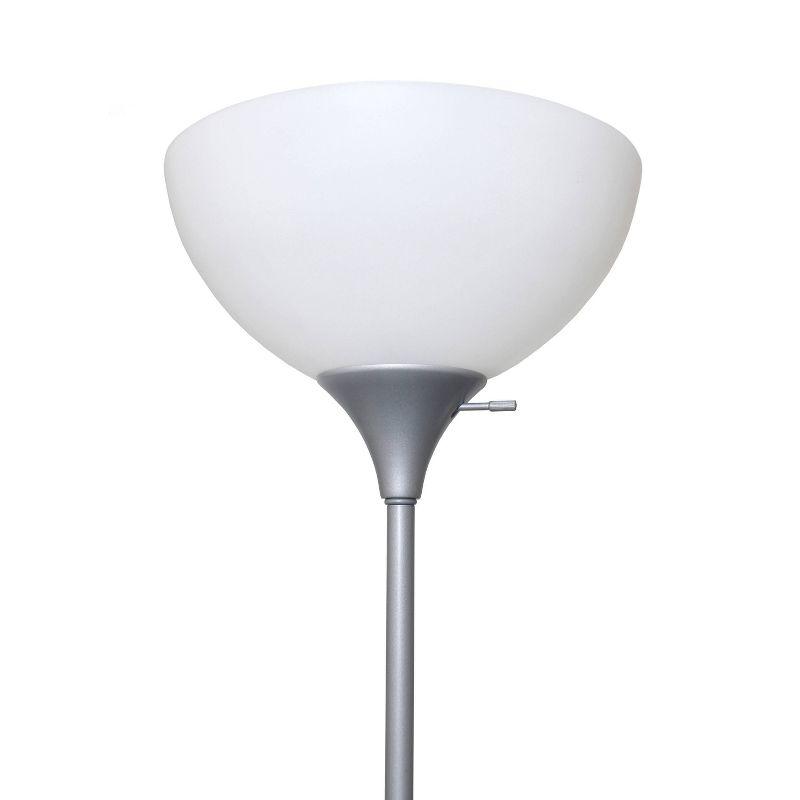 Adjustable White and Silver Metal Floor Lamp with Lampshade