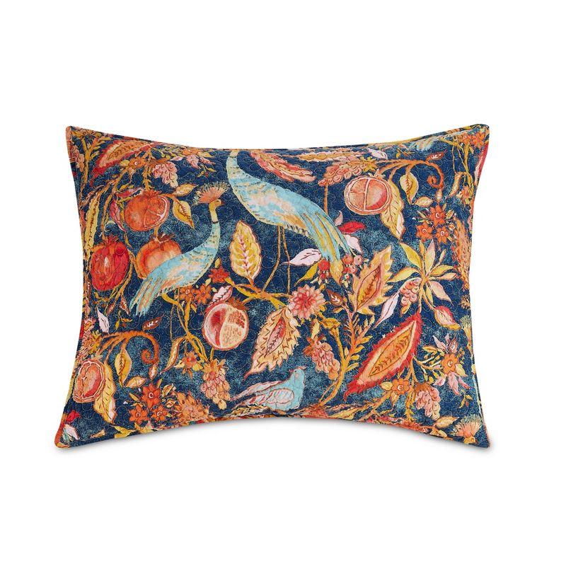 Peacock Garden Quilt & Sham Set Blue/Orange - Dena Home